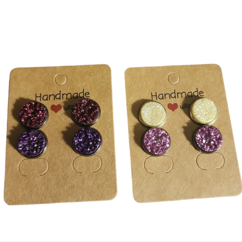 Druzy Mix Bulk/Pack Stud Earrings (4 Pairs)